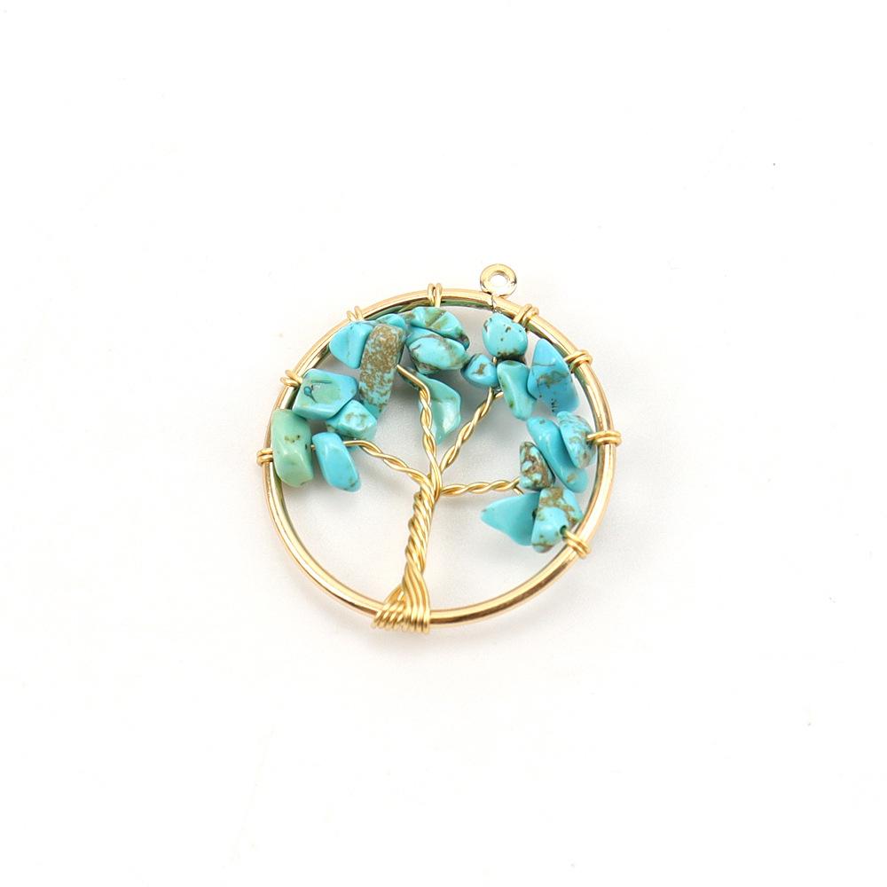 Gold 3Cm Tree Of Life Pendant Natural Crystal Gravel Fortune Tree Necklace Diy Accessories N114