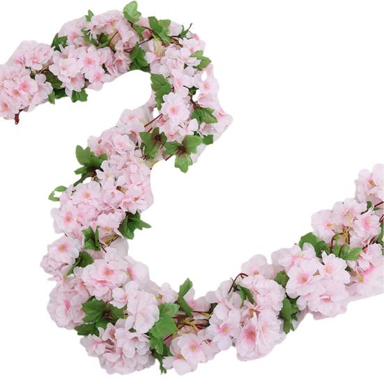 

90,5 Искусственная гирлянда из цветущей вишни, искусственные цветы, подвесная лоза для весеннего дома, свадьбы, вечеринки, арки, сада, офиса светло-розовый