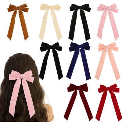 Trendy Velvet Bow Ribbon Hairpins Women Children Girls Hair Clips Pin Barrettes Accessories Hairclip Headdress Headwear Ornament