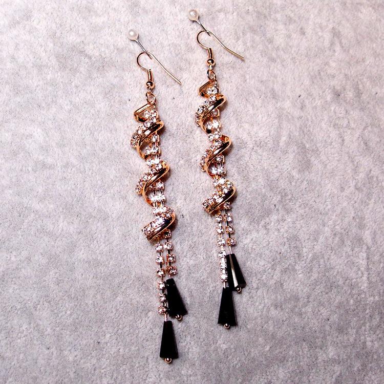 Star Shine Luxury Crystal Earrings Fashion Gala High-end Diamond Earrings Tassel Temperament Earrings