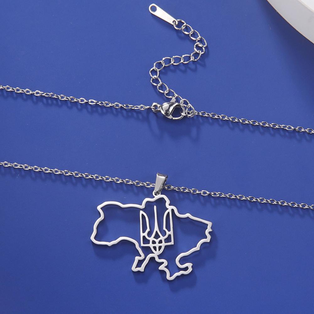 Dawapara Ukrainisches Dreizack-Halskette Tryzub Ukraine Symbol Friedenszeichen Schutz-Amulett Edelstahl Schmuck
