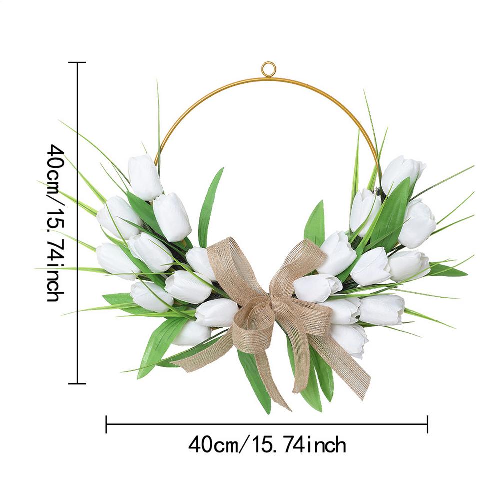 Искусственный венок из тюльпанов Декор в богемном стиле на весну Декорация для входной двери на улицу Пасха Весенняя свадебная декорация