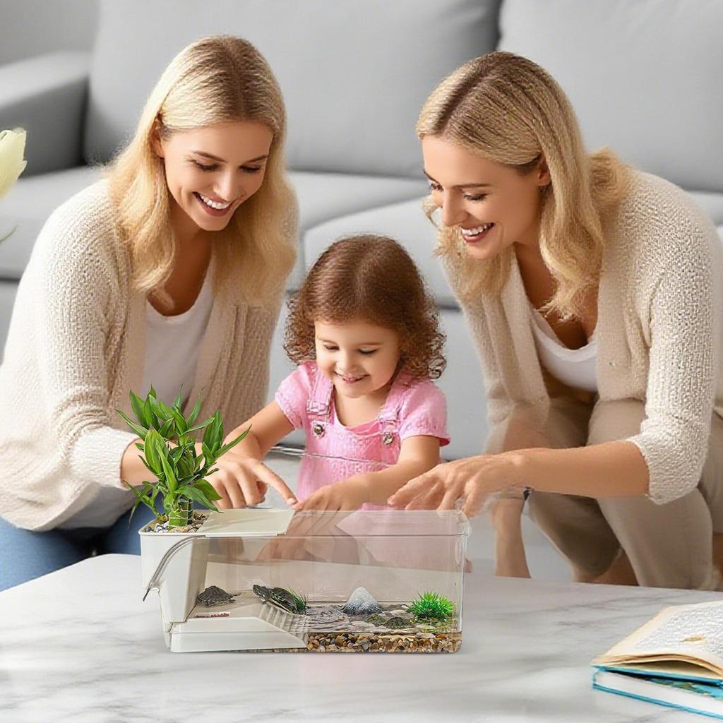 Turtle Aquarium home Turtle breeding tank Multi functional Aquarium small fish tank small landscaping tank Pet Supplies
