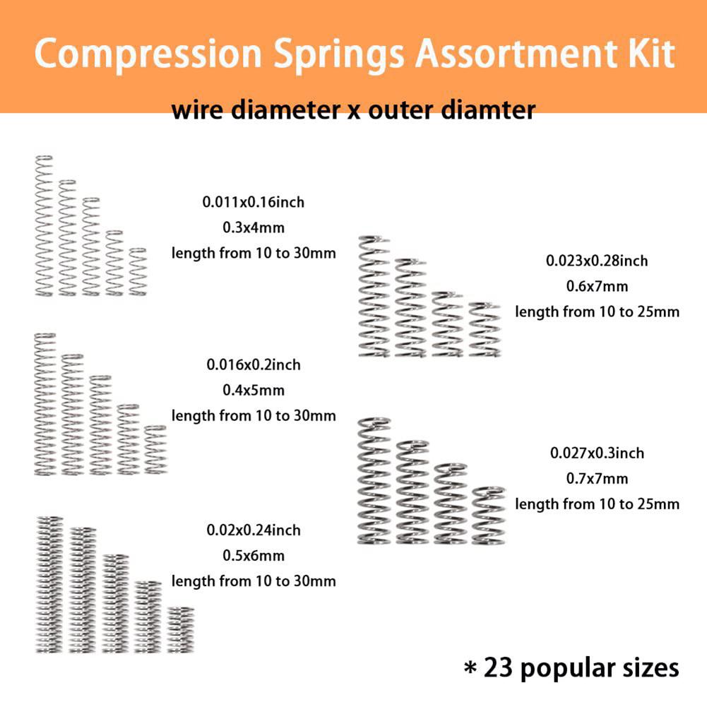 0.011x0.16x0.39 Compression Springs Mechanical Projects Rust-resistant High-strength Springs Clear Plastic Boxes