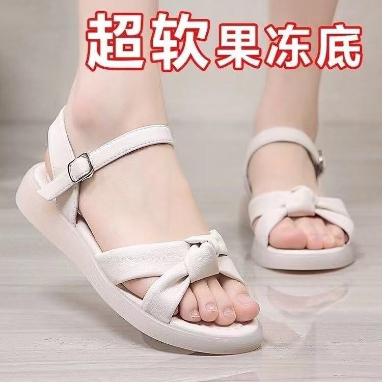 Real Soft Leather Women's Shoes Beef Tendon Sole Sandals Women's 2025 New Fashion Wear Sexy Work Versatile Student Fairy Style