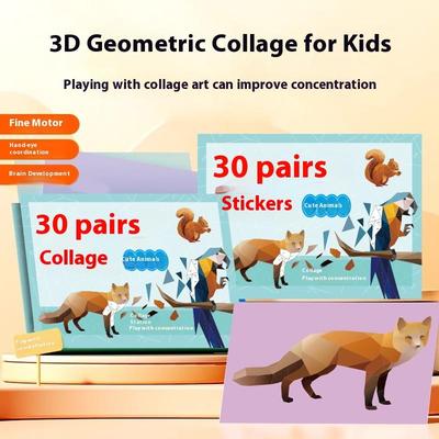 14Pcs/Bag Diy Stickers Early Education Children'S Handmade 3D Geometric Collage Toddler Educational Toys Sticker Book