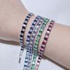 New Rainbow Zircon Chain Bracelet Rectangle Zirconia Adjustable Crystal Bangles Colored Hand Chain Gifts