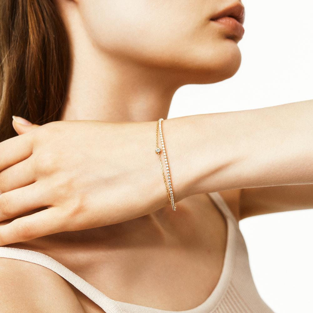 Lunne 14K Diamond Essential Bezel Bracelet (14K Gold) #Lcb03