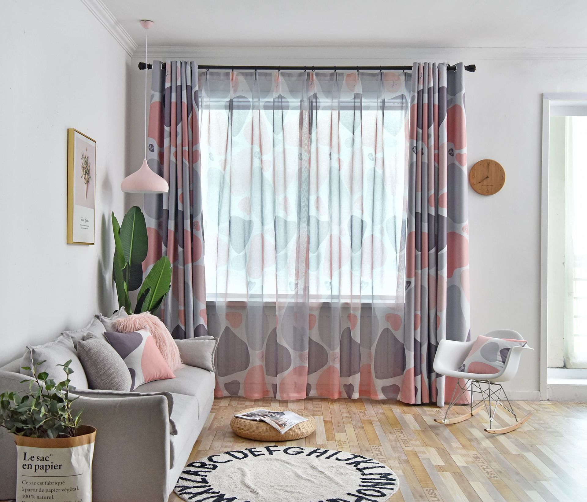 Nordische 3D Digitale Kassei Print Verduisterende Gordijnen voor Woonkamer Slaapkamer Modern Eenvoudig Blauwe Cortinas Raambekleding 1pc W100 x H220cm&2.Hooks Top