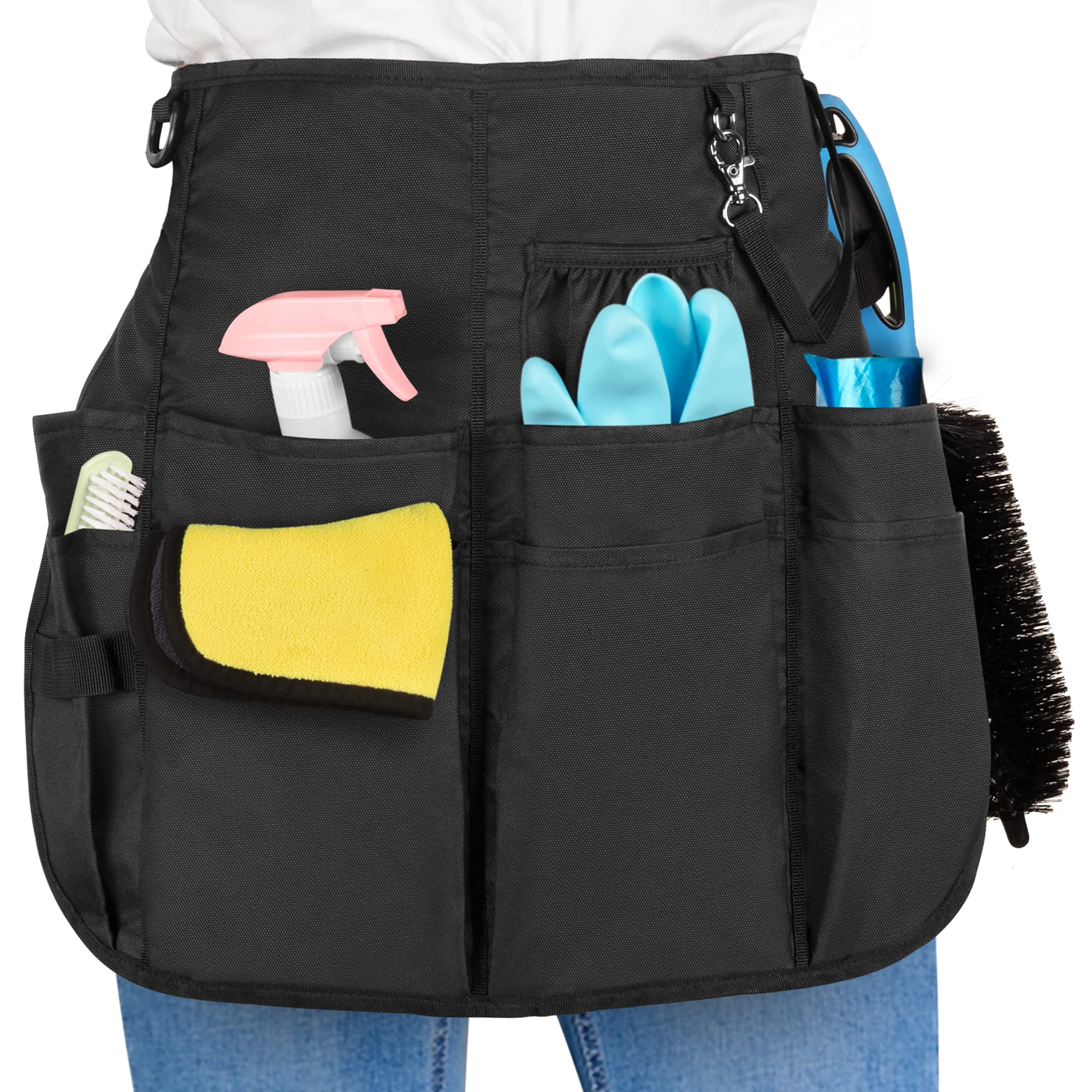 

[LoDrid] Short Work Apron, Waist-Length/Half-Length/Barber Apron, Water-Repellent (Black)