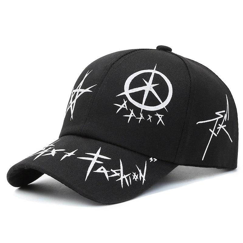 

Five Pointed Star Printed Cap Baseball Hat Stylish Sun Protection Caps Gift чёрный