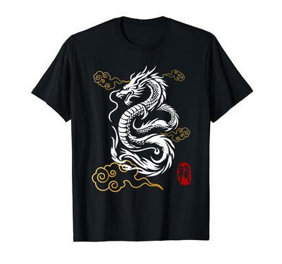 White Japanese Japanese Culture Dragon, Dragon, Dragon, Dragon, T-shirt