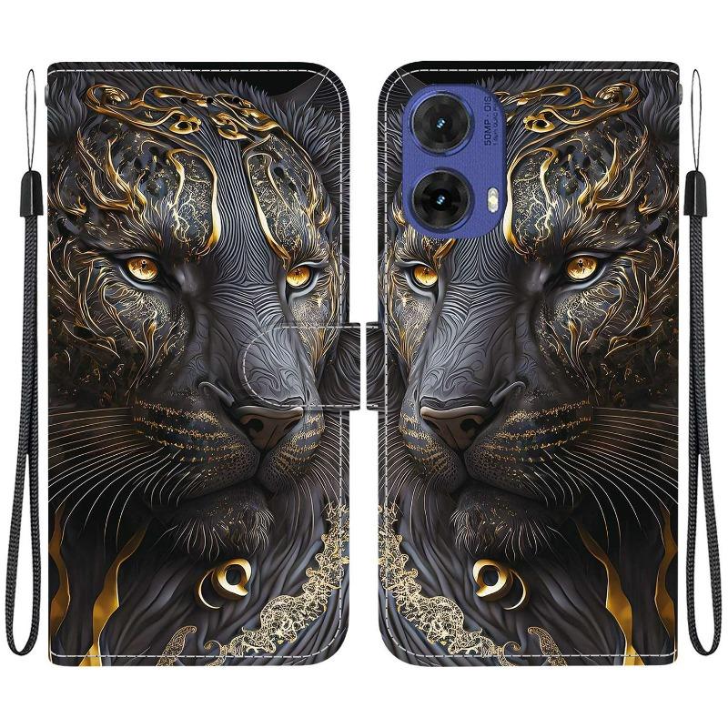 Animal Case Lion Panda Leather Phone Cover For Motorola MOTO G15 G55 G35 G75 G85 5G G05 Wallet Flip Coque Magnetic Protect Cases