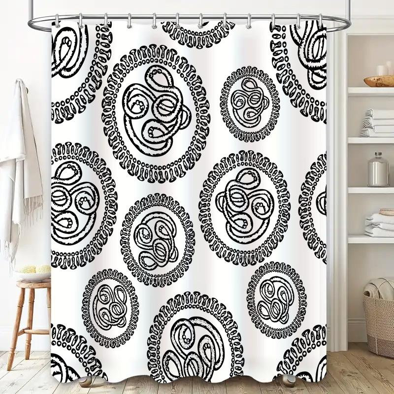 Black White Floral Shower Curtain Decorative Bathroom Liner Modern Artistic Design for Home Bath Accessories
