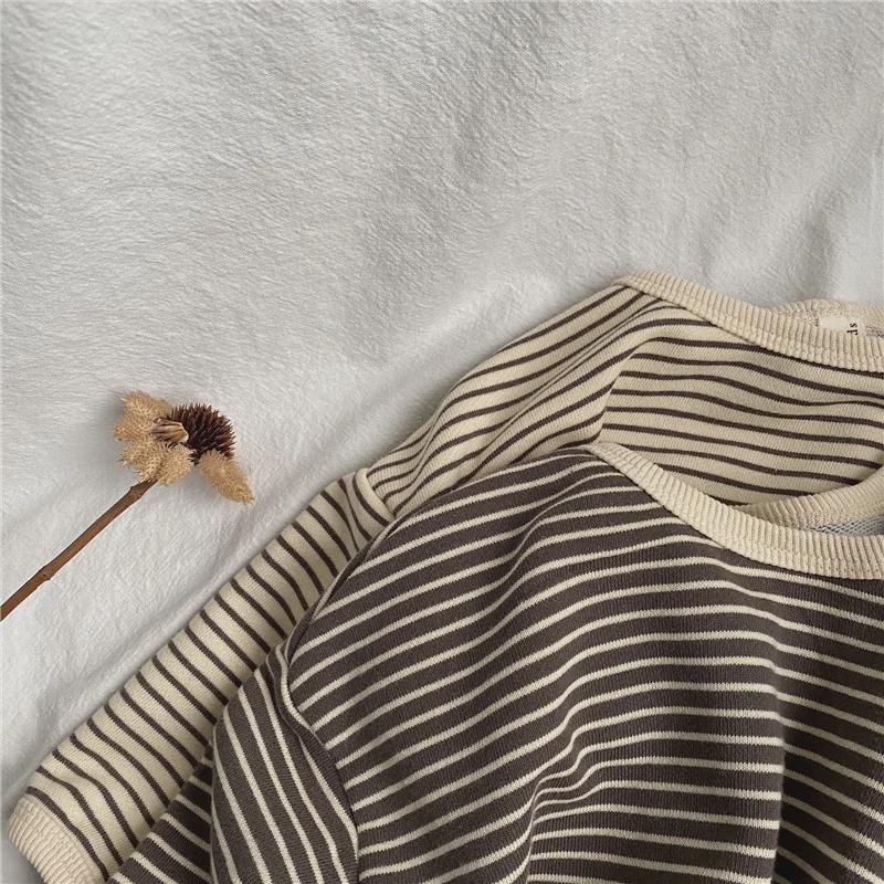 GL-Kids Korean Spring Striped Edge Sweater - Unisex Baby Loose Long-Sleeve Pullover
