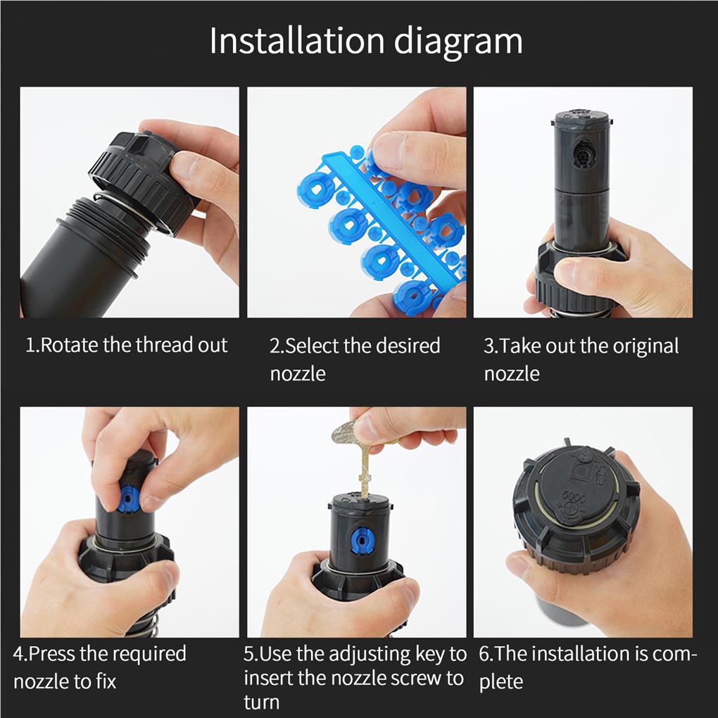 3/4" Female Thread Rotor Pop-up Sprinkler Gear Drive Lawn Sprinkler Head Part-Circle Pattern 40°~360°Adjustable Sprinklers