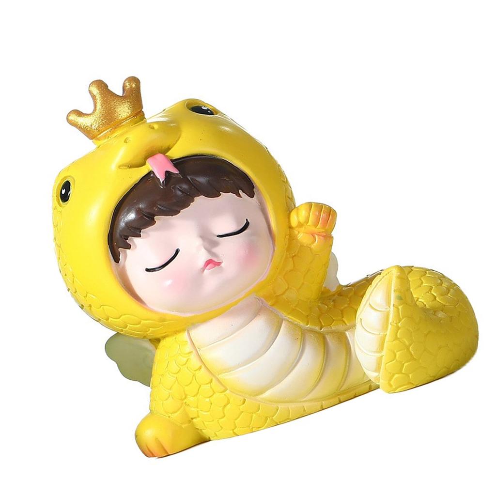 Cartoon Snake Baby Figurine Statue Cake Toppers Decoration Chinese Zodiacs Theme Party Accessories Resins Ornament