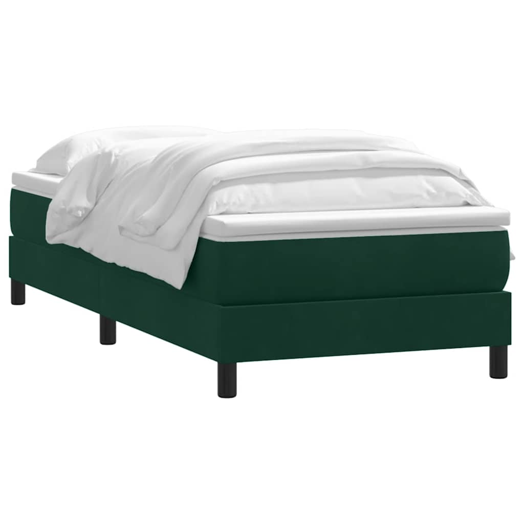 Box Spring Bed with Mattress Dark Green 80 x 220 cm Velvet