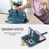 For iPhone 17e PU Leather Wallet Case Magnetic Flip Cover Zipper Card Holder Credit Card Slots Wrist Strap Kickstand Shockproof