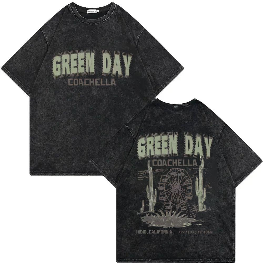 

Rock Band Green Day Tour Merch T Shirt Fashion Rock Vintage Washed Tshirt Men Women Clothing Casual Short Sleeve Tshirts S