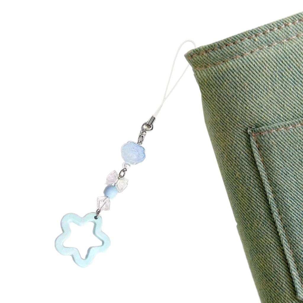 Multicolor Phone Lanyard Star Pendant Keychain Colorful Beaded Keyring Stylish Cellphones Straps Bag Charm Accessory