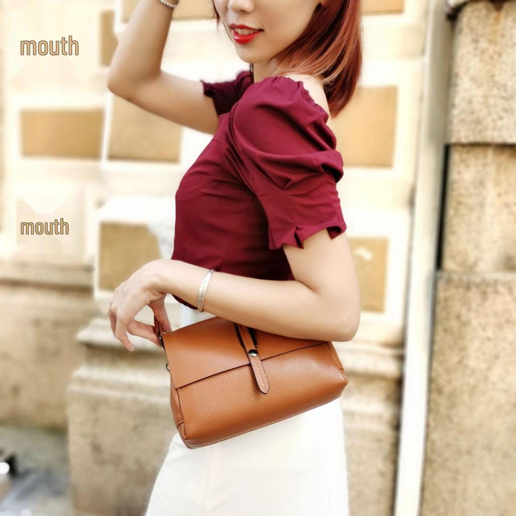 Sac à Bandoulière en Cuir Véritable Style Coréen pour Femme - Sac Décontracté en Cuir de Vache Grande Capacité