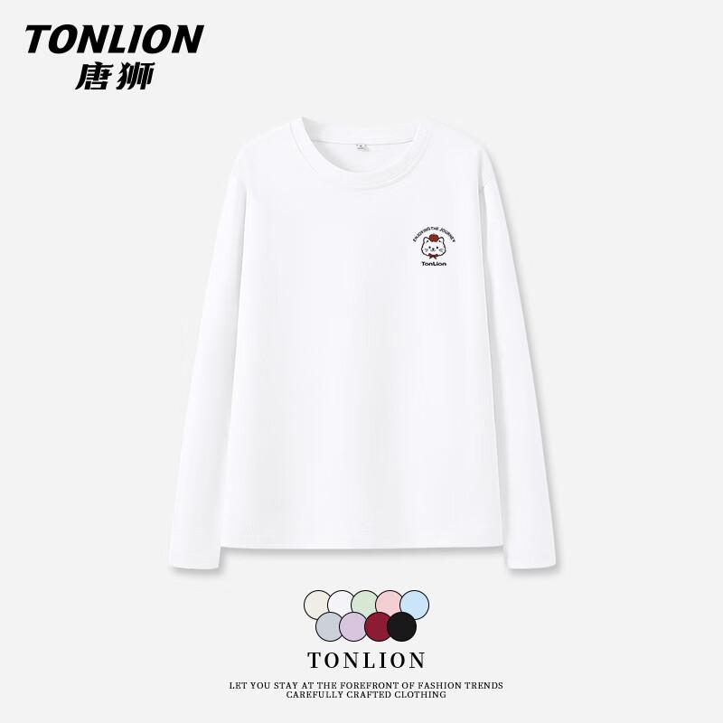 TonLion Women s Loose Fit Pure Cotton Long Sleeve T-Shirt S