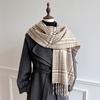 White Plaid Polyester Fringed Scarf Female Autumn And Winter Couple Warm Versatile Skin-Friendly Atmosphere Scarf