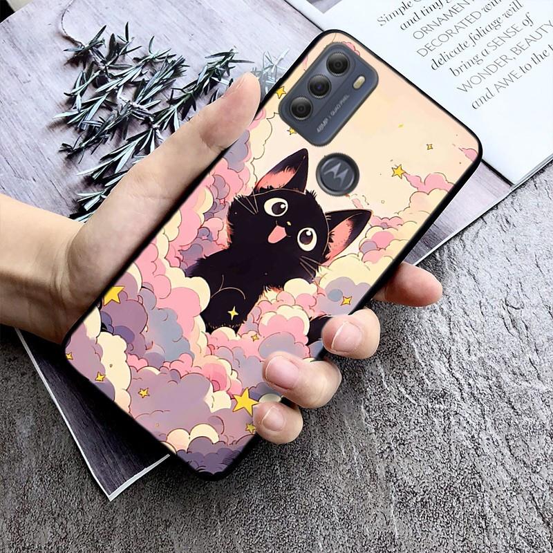 Phone Case For Moto G85 G55 G05 G14 G75 G31 G50 G10 G20 G30 G60 G13 G32 G84 G54 G53 G72 G24 Power Black Cats