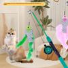 For Kitten Rods Simulation Fishing Rod 1Set Telescopic Cat Toy Fish Type Telescopic Feathers Funny Cat Stick Toys Pet Toy