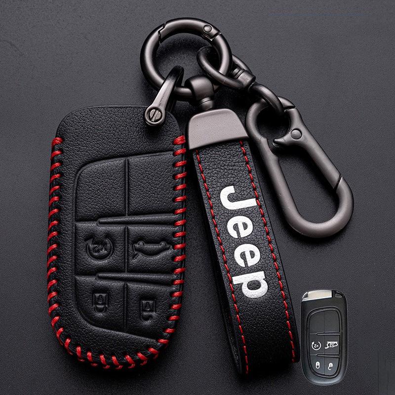 Hochwertige Neue Leder Auto Schlüsselabdeckung Hülle Fob für Jeep Renegade Compass Grand Cherokee für Chrysler 300C Wrangler Zubehör