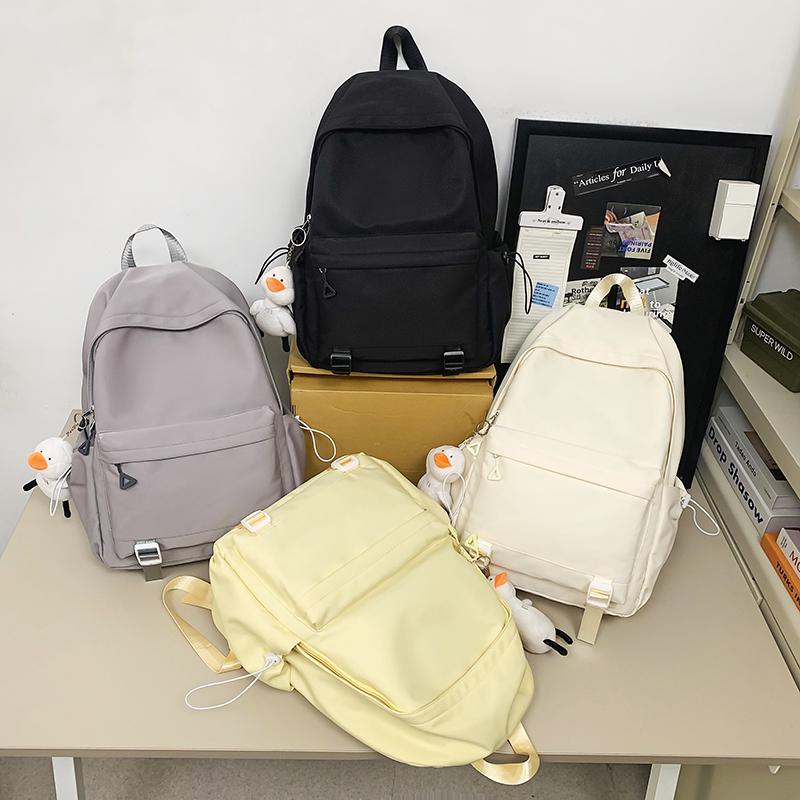 Large Capacity Student Schoolbag Solid Color Women Backpack Men Travel Backpack