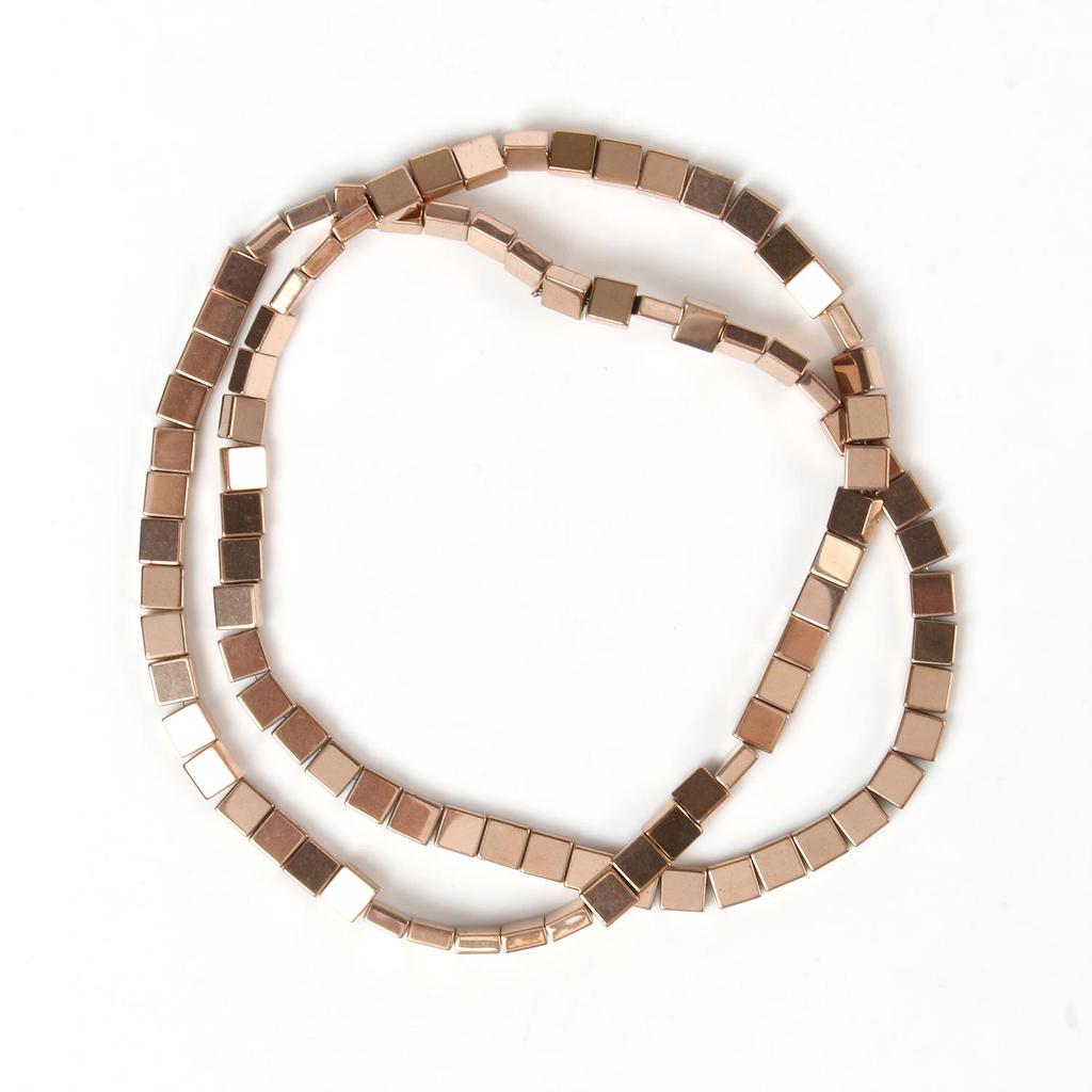 Handgefertigte Bastelfarbe, rosévergoldete Hämatitperlen, natürliche Rondelle-Perlen für Schmuckherstellung, DIY-Charms, Armband-Zubehör, 38,1 cm