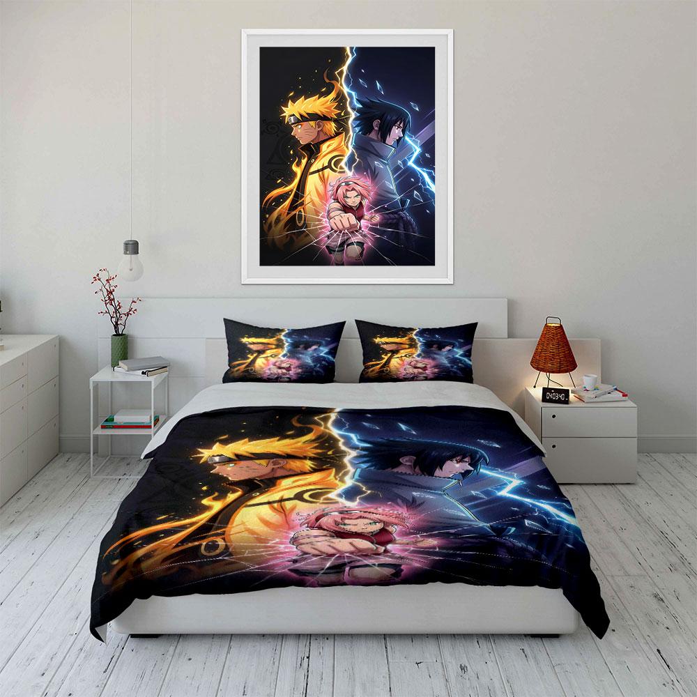 Anime Characters with Lightning Effects. Bedding Sets Duvet Cover Sets Duvet Covers Pillowcases(1 * Duvet Cover 2 * Pillowcases Without Duvet Insert)