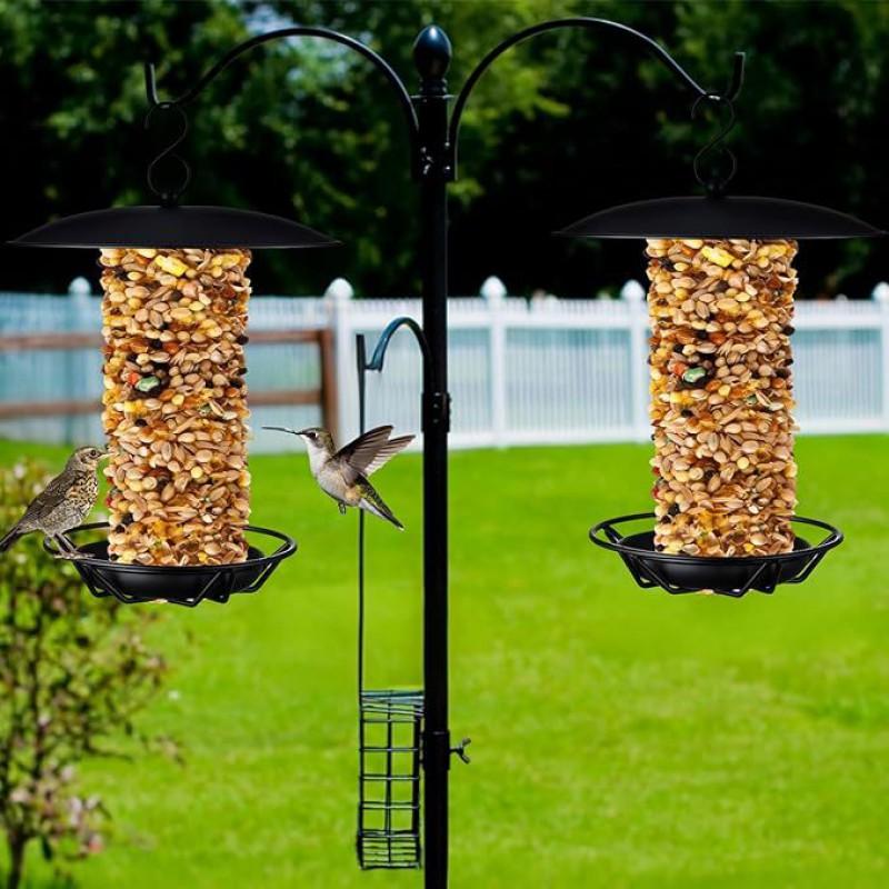 Wetterfester Metall-Vogelfutterspender Kleine bis mittelgroße Vögel Außenbereich Garten Hängend Mit Wasserschale Europäischer Stil Design