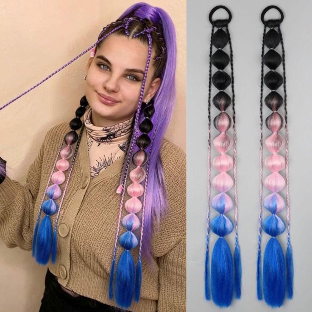 2Pcs Colorful Twist Braid Bulk Lantern Braid Braided Ponytails Natural Bubble Jumbo Braid for Women