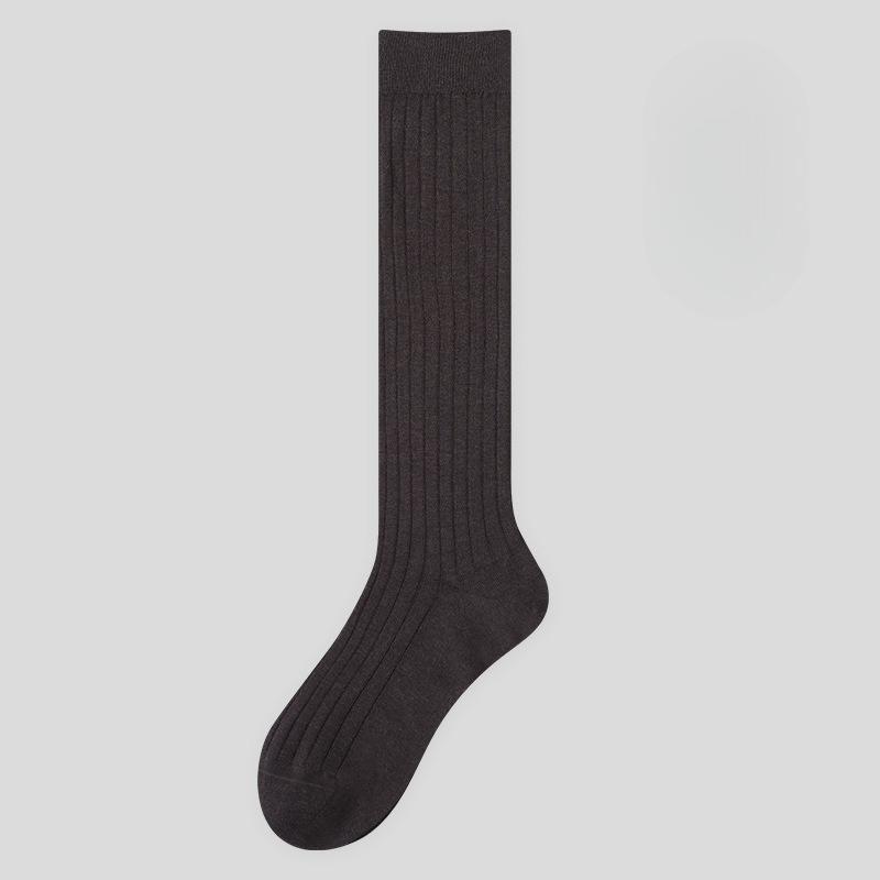Female Spring and Autumn Solid Color Double Needle Micro Pressure Show Thin Leg Pile Socks