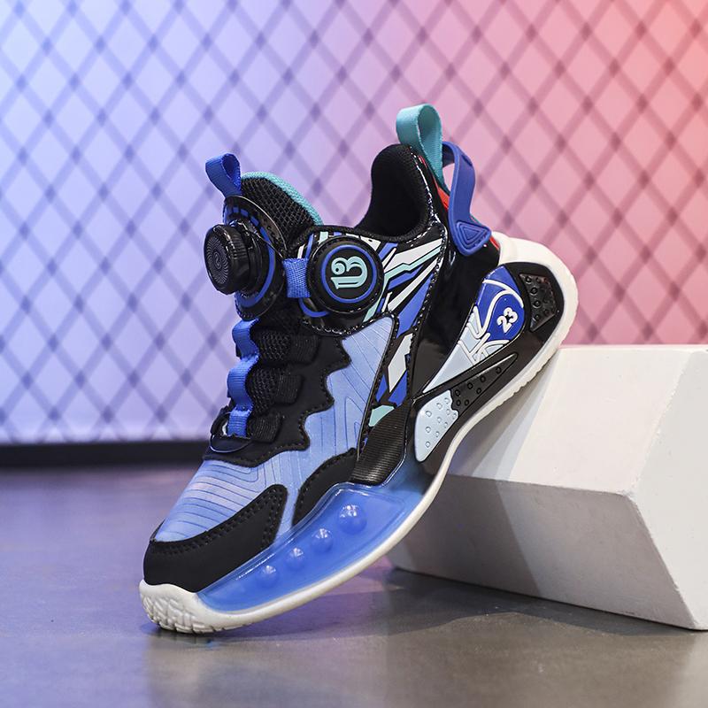 

Кроссовки для мальчиков весна/осень/зима Баскетбольные кроссовки Легкие спортивные модные кроссовки для девочек с вращающимися кнопками 41 синий