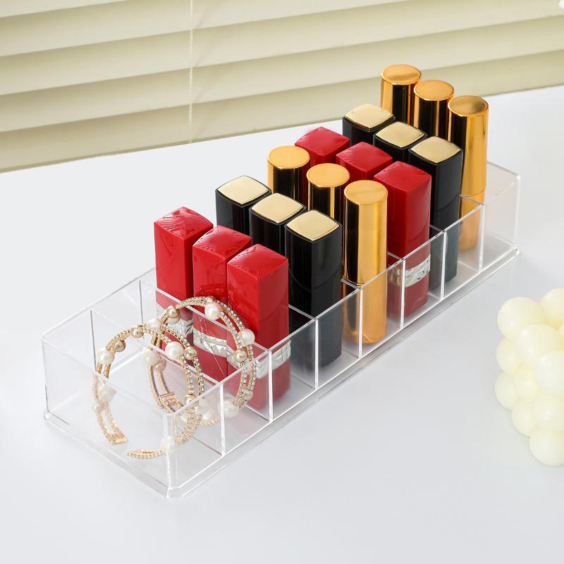 Multi-Compartment Makeup Organizer – Clear Desktop Storage Box for Lipsticks, Nail Polish, Eyeshadow Palettes & Beauty Tools