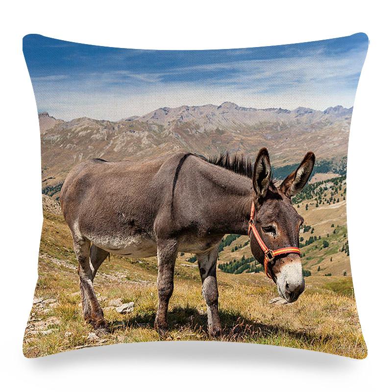 Home Decor Donkey Art: Various Scenes and Portraits Pattern Cushion Cover Suitable for Sofa Bedroom Car Pillow Cover