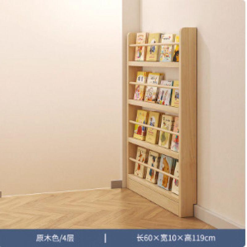 Behind the Door Bookshelf, Solid Wood Wall-mounted Storage Rack, Narrow Bookcase for Children's Rooms, Multi-layer Cabinet