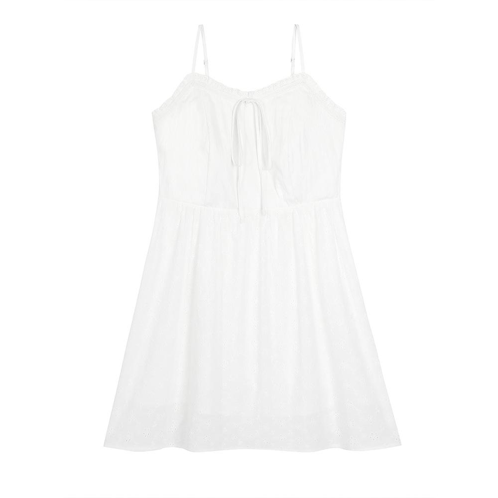 

Plus Size Lace-Up Patchwork Camisole Top for Women - Slimming and Versatile Summer Style 2XL (recommended for 70-80 kg) белый