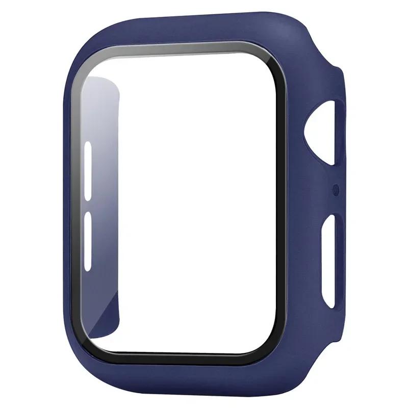 Tempered Glass+Cover For Apple Watch Case Series 9 8 7 6 5 se Screen Protector Film For IWatch 45mm 44mm 40mm 41mm Accessories