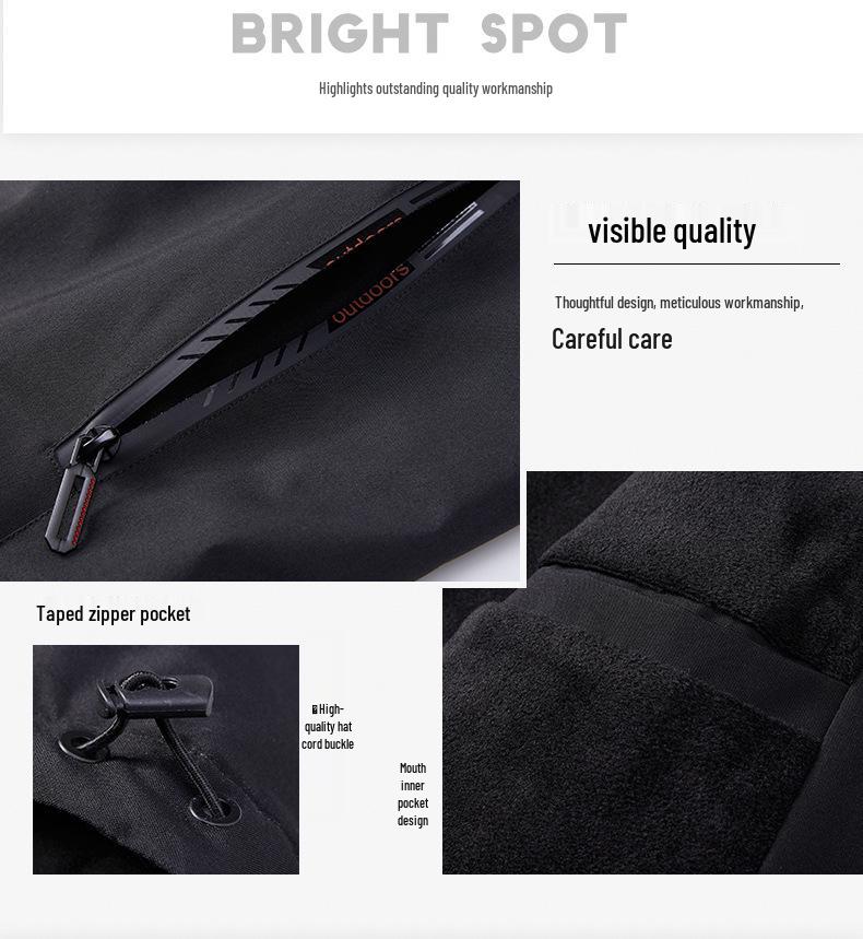 2024 Zima Nadměrná velikost Fleecem podšitý Vodotěsný Větruodolný Odnímatelná kapuce Outdoorový Bavlněný kabát