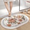 Bathroom Floor Mat, Flower Toilet Moisture-Proof Foot Mat, Diatomaceous Earth Absorbent Mat