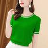 Short Sleeve Knittwear T-shirt for Women Summer Thin Ice Silk Knitted Solid Color Round Neck Bottoming ShirtS-3XL