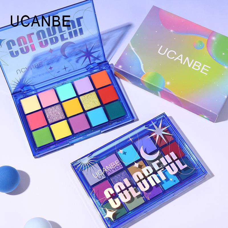 UCANBE Sweet Dreamland 15-Color Shimmer & Matte Eyeshadow Palette - High Pigment, Colorful Stage & Cosplay Makeup