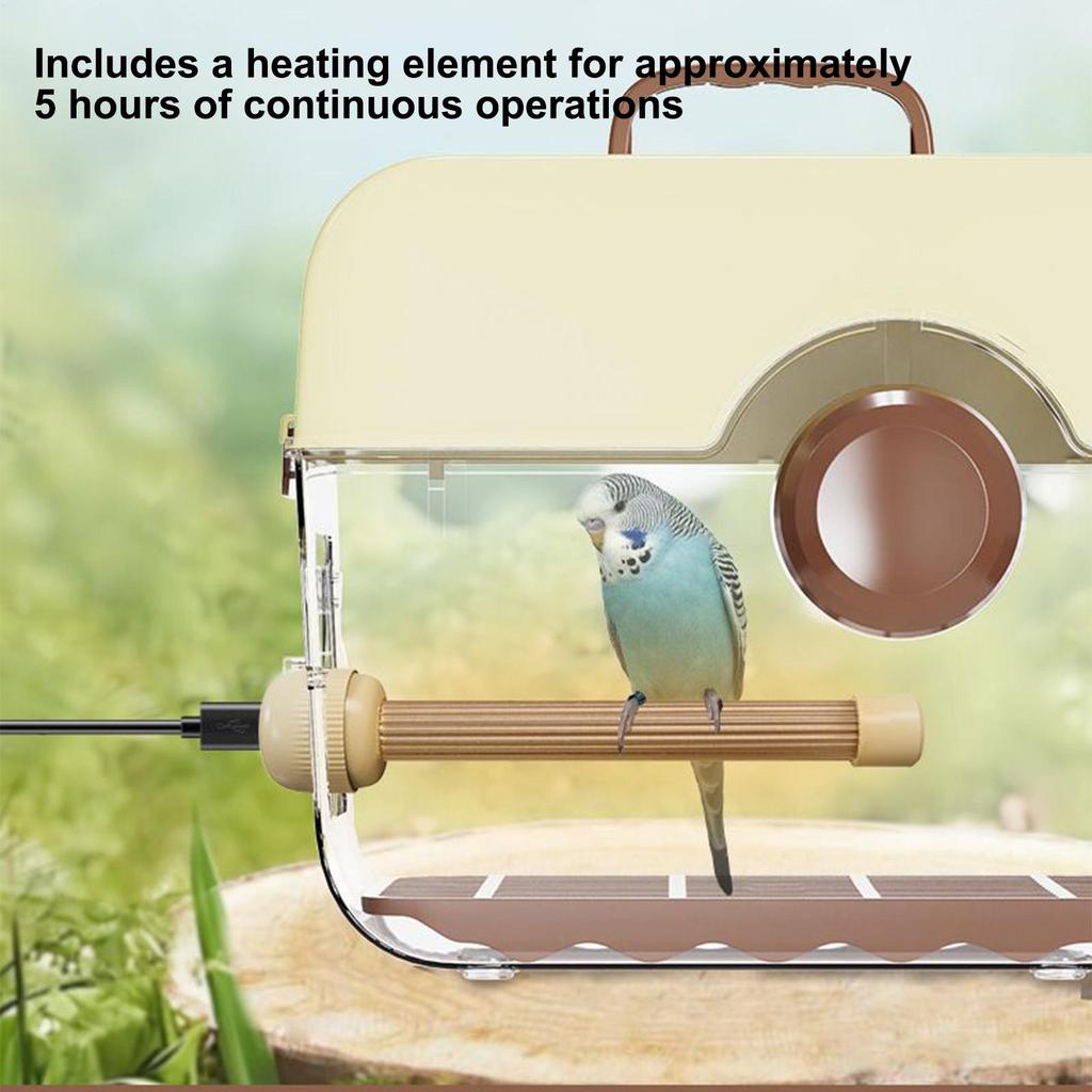 Auto Thermostat Heated Bird Perch Safe Warmer Stand with Anti Bite Design for Parakeets Conure Parrots Nighttime Winter Supplies