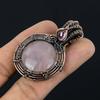Rose Quartz Jewelry, 999 Copper Wire Wrapped Pendant Handmade Gemstone Jewelry, Gifts For Wife Brand New Pendant