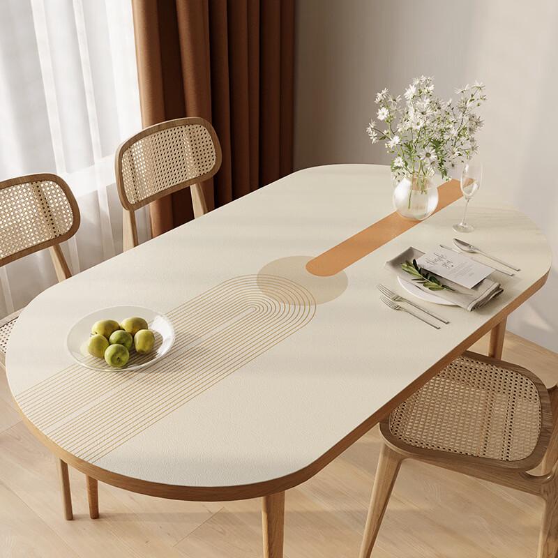 Handon Wipe-Clean Leather Oval Tablecloth